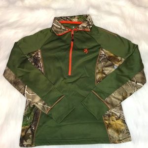 Browning Long Sleeve Athletic Green and Camo Shirt